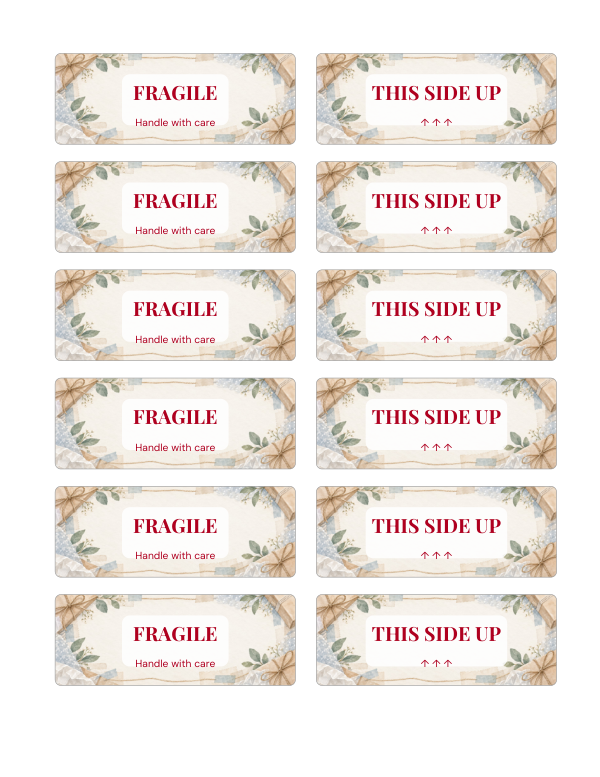 Preview of Printable Fragile Labels